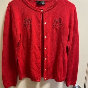 Rockabilly Pinup E.C. Star Red Sacred Heart Cardigan -Large